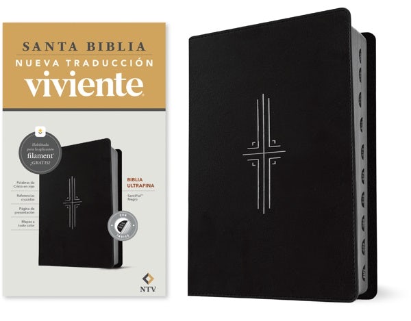 Cover image for Biblia Ultrafina Ntv, Con Filament (Sentipiel, Negro, Índice, Letra Roja), isbn: 9781496486806