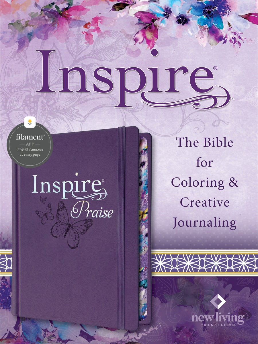 Cover image for Inspire Praise Bible Nlt, Filament Enabled (Hardcover Leatherlike, Purple), isbn: 9781496487865