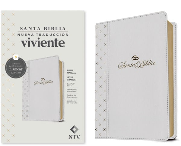 Cover image for Biblia Manual Ntv, Letra Grande Con Filament (Sentipiel, Blanco, Letra Roja), isbn: 9781496488343