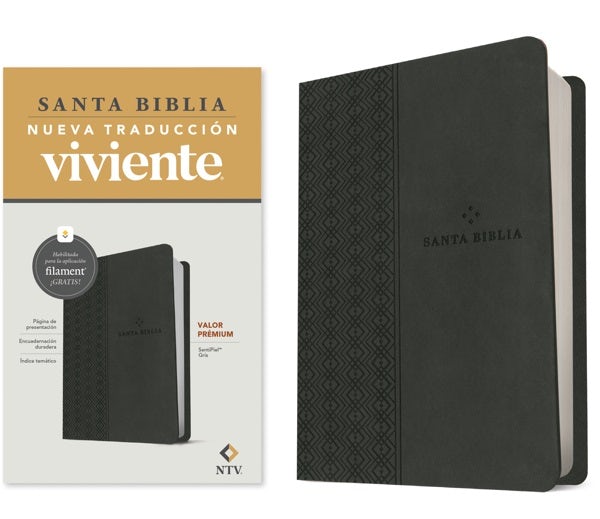 Cover image for Biblia Valor Prémium Ntv Con Filament (Sentipiel, Gris), isbn: 9781496488954