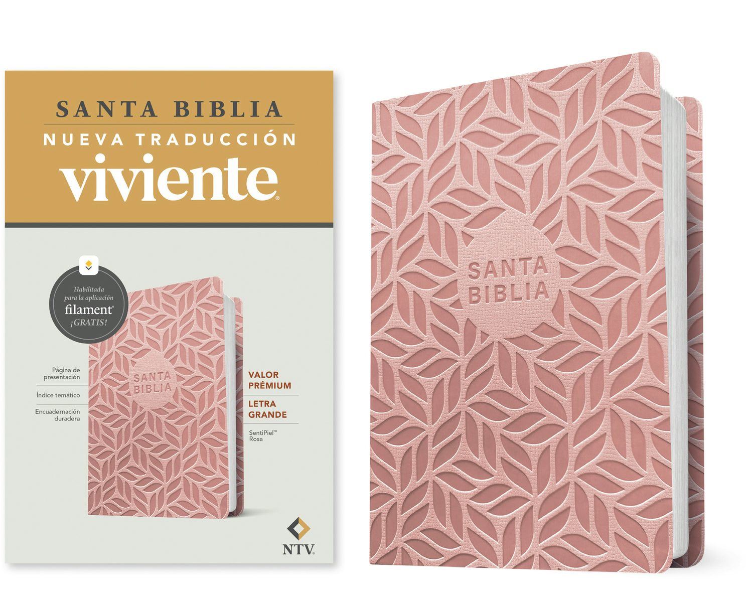 Cover image for Biblia Valor Prémium Ntv, Letra Grande Con Filament (Sentipiel, Rosa), isbn: 9781496488992