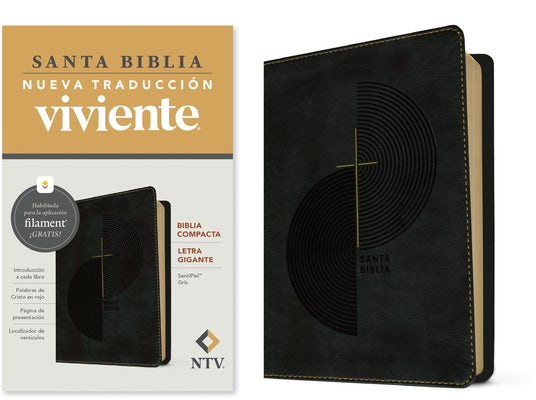 Cover image for Biblia Compacta Ntv, Letra Gigante Con Filament (Sentipiel, Gris, Letra Roja), isbn: 9781496489678