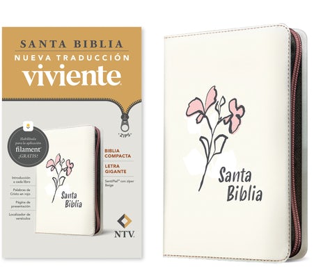 Cover image for Biblia Compacta Ntv, Letra Gigante de Zíper Con Filament (Sentipiel, Beige, Letra Roja), isbn: 9781496489692