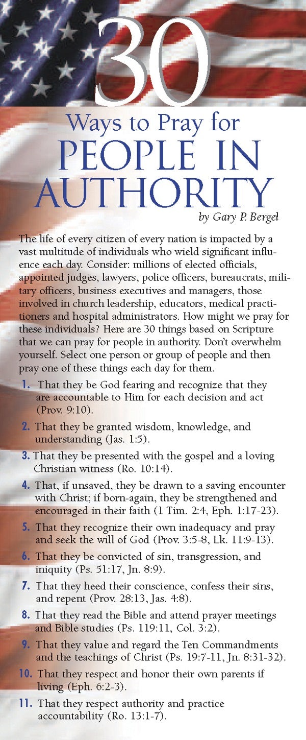 Cover image for 30 Ways to Pray for People in Authority 50-Pack, isbn: 9781576839058