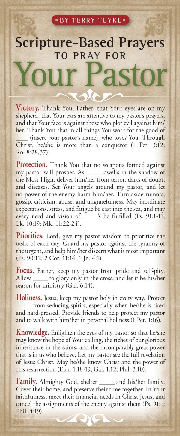 Cover image for Scripture-Based Prayers to Pray for Your Pastor 50-Pack, isbn: 9781576839065