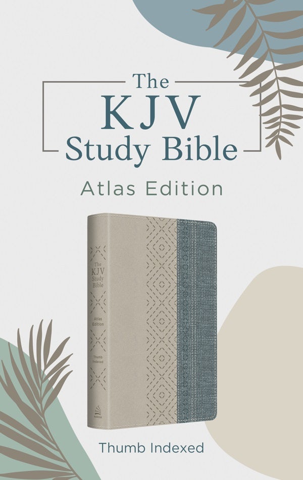 Cover image for The KJV Study Bible: Atlas Edition, Thumb Indexed [Taupe & Denim Crosshatch], isbn: 9781636096872