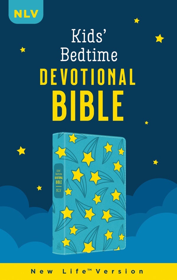 Cover image for The Kids' Bedtime Devotional Bible: Nlv [Aqua Stars], isbn: 9781636097329