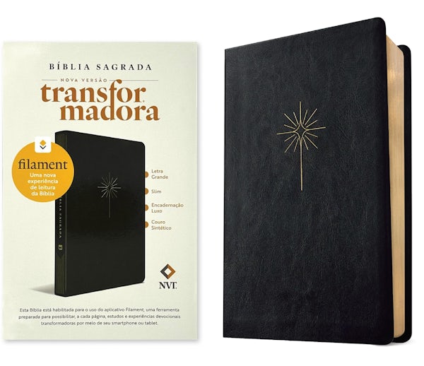Cover image for Bï¿½blia Sagrada Nvt Slim Letra Grande Com Filament (Leatherlike, Black), isbn: 9786559883417