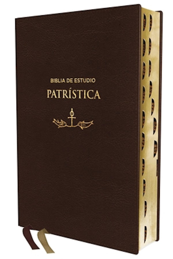 Cover image for Rvr, Biblia de Estudio Patrï¿½stica, Leathersoft, Marrï¿½n, Interior a DOS Colores, Con ï¿½ndice, Palabras de Jesï¿½s En Rojo, Comfort Print, isbn: 9788418204616