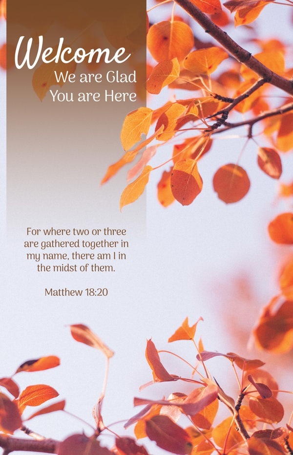 Cover image for General Worship Bulletin: We Are Glad You Are Here - Fall (Package of 100), isbn: 9798384503163