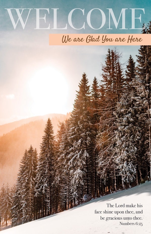Cover image for General Worship Bulletin: We Are Glad You Are Here - Winter (Package of 100), isbn: 9798384503170