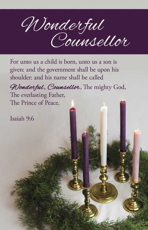 Cover image for Advent Bulletin: Wonderful Counsellor (Package of 100), isbn: 9798384516286