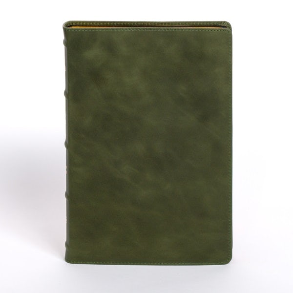 Cover image for NASB Large Print Thinline Bible, Holman Handcrafted Collection, Marbled Olive Premium Calfskin, isbn: 9798384518044