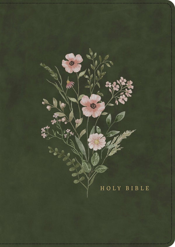 Cover image for CSB Large Print Compact Reference Bible, Digital Study Edition, Easy-To-Read Optimal Type, Green Floral Leathertouch, Zipper Edition, isbn: 9798384561767