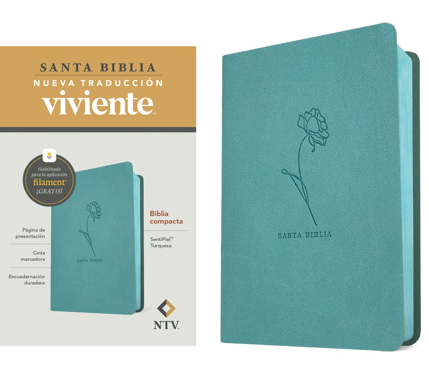 Cover image for Biblia Compacta Ntv, Con Filament (Sentipiel, Turquesa), isbn: 9798400512278
