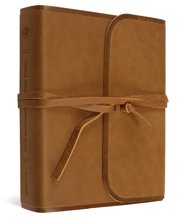 Cover image for ESV Single Column Journaling Bible (Natural Leather, Brown, Flap with Strap), isbn: 9798874900113