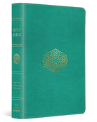 Cover image for ESV Large Print Compact Bible, Red Letter (Trutone, Teal, Bouquet Design), isbn: 9798874902940
