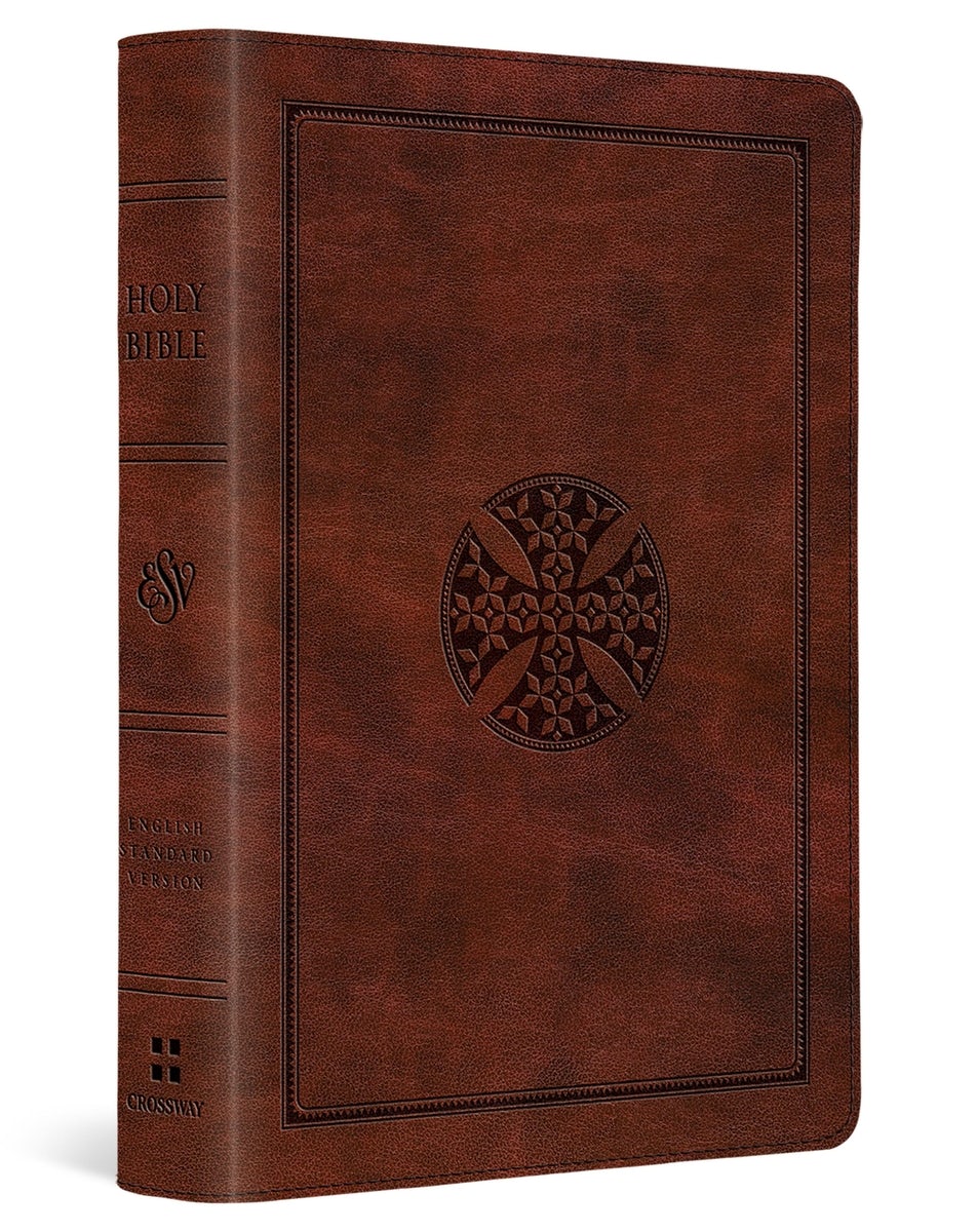 Cover image for ESV Large Print Compact Bible, Red Letter (Trutone, Brown, Mosaic Cross Design), isbn: 9798874902988