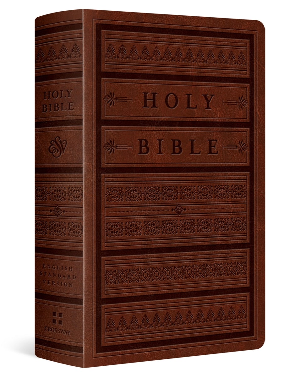 Cover image for ESV Giant Print Personal Size Bible, Red Letter (Trutone, Brown, Engraved Mantel Design), isbn: 9798874906610