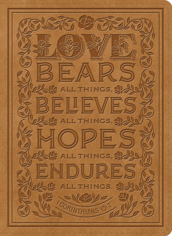 Cover image for ESV Single Column Journaling Bible (Trutone, Nubuck Caramel, 1 Corinthians 13:7 Design), isbn: 9798874911409