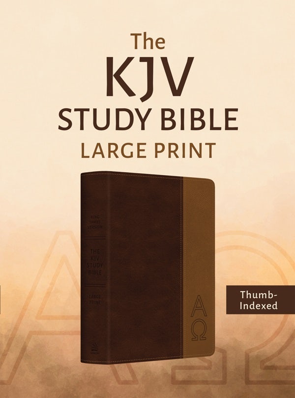 Cover image for The KJV Study Bible, Large Print (Indexed) [Two-Tone Brown Alpha & Omega], isbn: 9798891511491