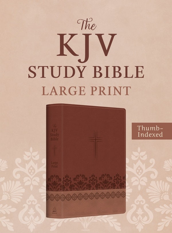 Cover image for The KJV Study Bible, Large Print (Indexed) [Rose & Chestnut Cross], isbn: 9798891511507