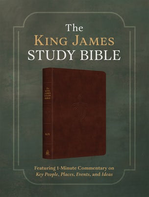 Cover image for The King James Study Bible: Featuring 1-Minute Commentary on Key People, Places, Events, and Ideas [Burgundy Sword & Shield], isbn: 9798891512078