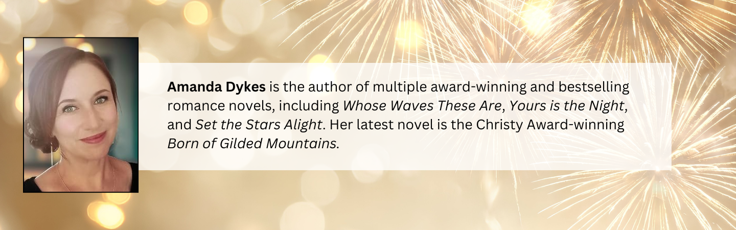 Amanda Dykes is the author of multiple award-winning and bestselling romance novels, including "Whose Waves These Are," "Yours is the Night," and "Set the Stars Alight." Her latest novel is the Christy Award-winning "Born of Gilded Mountains."